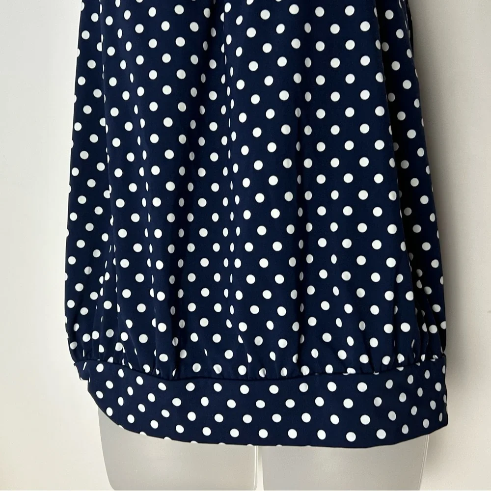 Lands' End Dark Blue w/White Dots Tankini Swim Top Size‎ 6